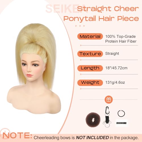 SEIKEA 18-Inch Super Protein Fiber Straight Cheer Ponytail