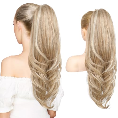 SEIKEA Versatile Drawstring Ponytail Extension - Dark Blonde/White Blonde - 26 Inch
