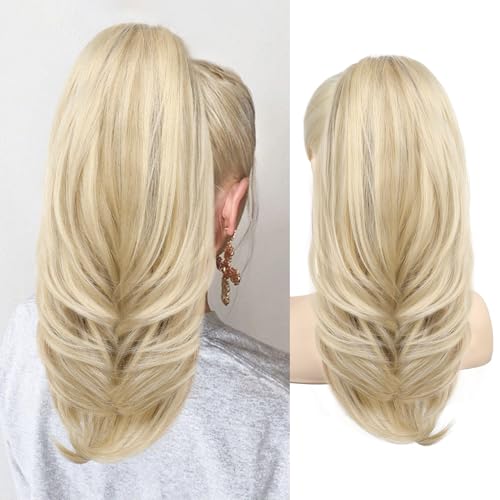 SEIKEA Versatile Drawstring Ponytail Extension - Ash Blonde/White Blonde - 18 Inch