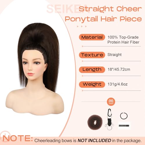 SEIKEA 18-Inch Super Protein Fiber Straight Cheer Ponytail