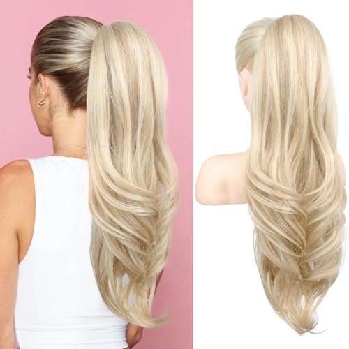 SEIKEA Versatile Drawstring Ponytail Extension - Ash Blonde/White Blonde - 26 Inch