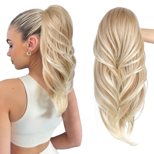 SEIKEA Versatile Drawstring Ponytail Extension - Dark Blonde to Light Blonde - 18 Inch