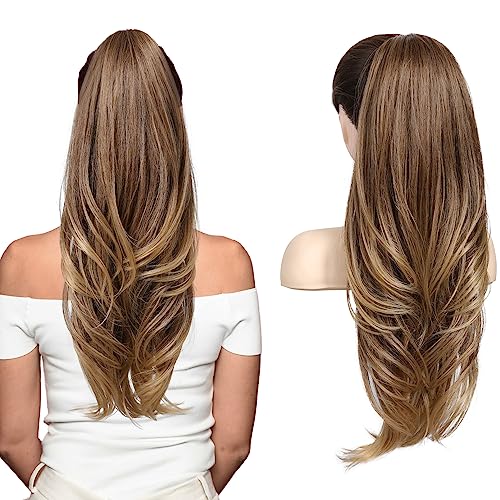 SEIKEA Versatile Drawstring Ponytail Extension - Brown to Blonde - 26 Inch