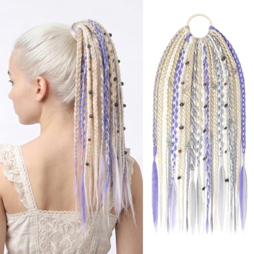 SEIKEA Boho Braided Ponytail Extension 16 Inch - Pastel Fairycore Lilac
