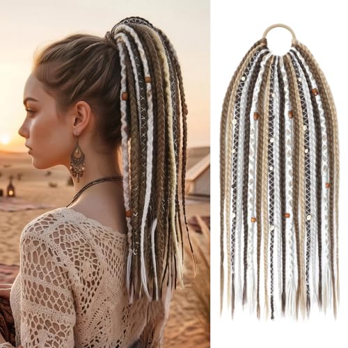 SEIKEA Boho Braided Ponytail Extension 16 Inch - Boho Earth Tone Mix