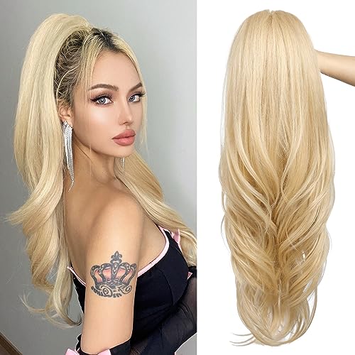 SEIKEA Versatile Drawstring Ponytail Extension - Lightest Golden Blonde - 26 Inch