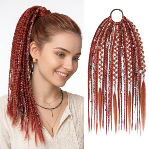SEIKEA Boho Braided Ponytail Extension 16 Inch - Auburn Copper Twist