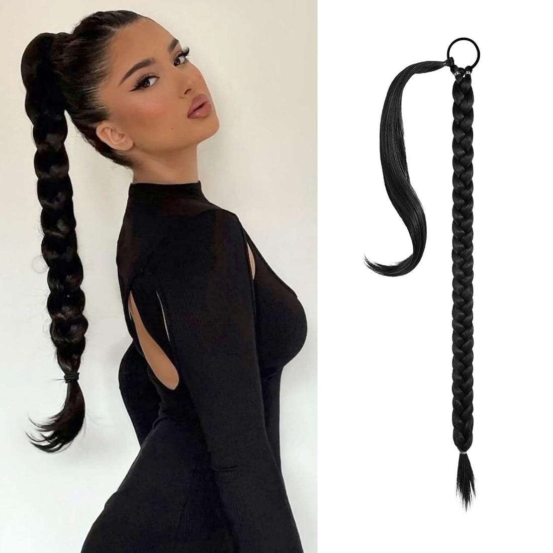 Black braided ponytail, 20 Inch 110G
