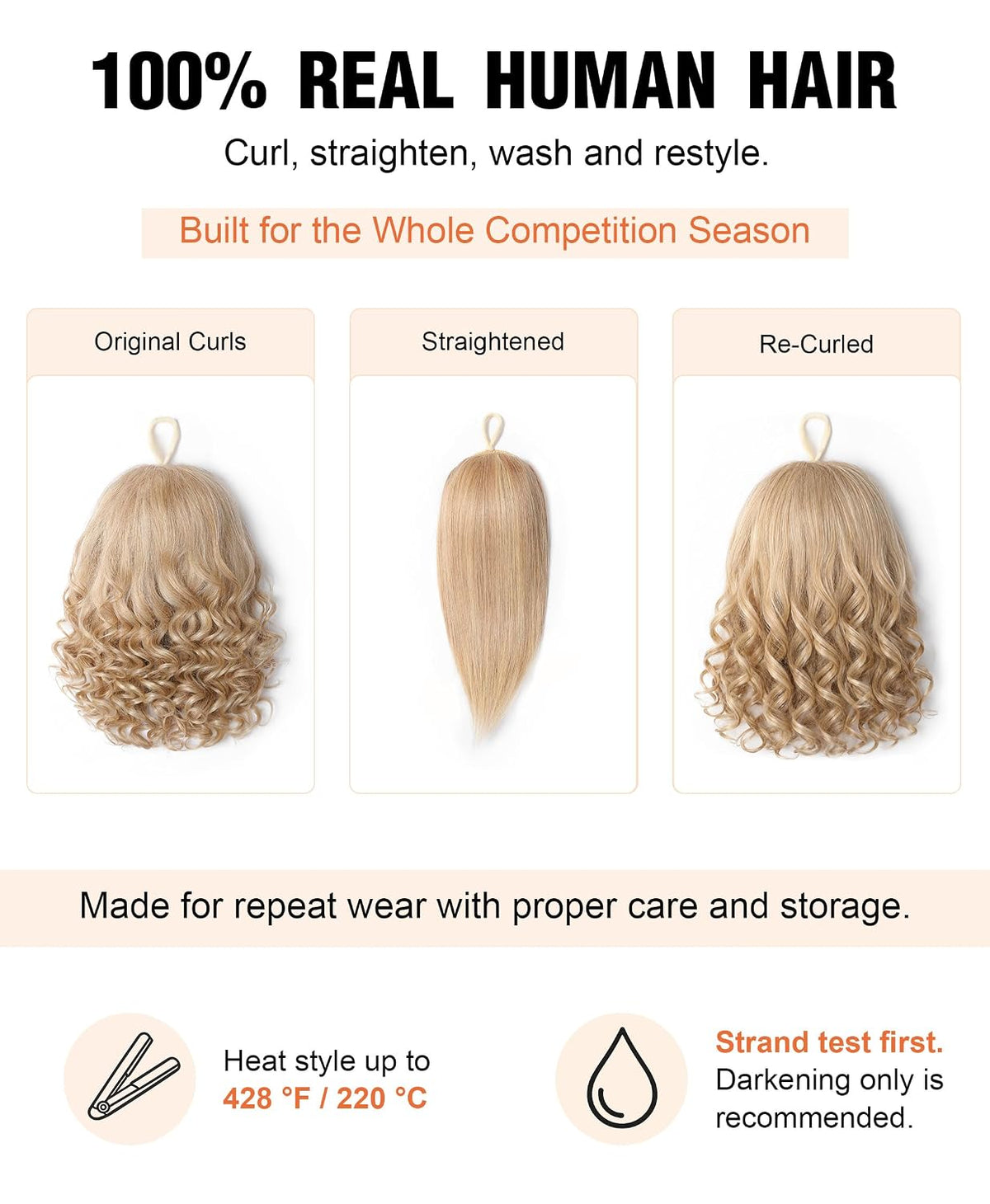 SEIKEA 12-inch curly human hair cheer ponytail - Blonde with Highlights - gallery view 3