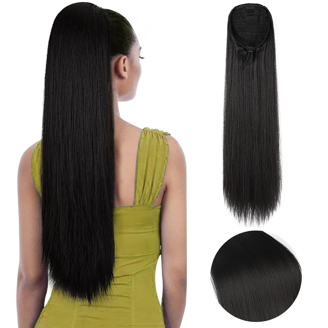 Black ponytail piece, 28 Inch