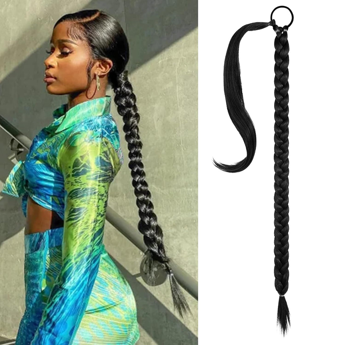Black braided ponytail, 20 Inch 110G