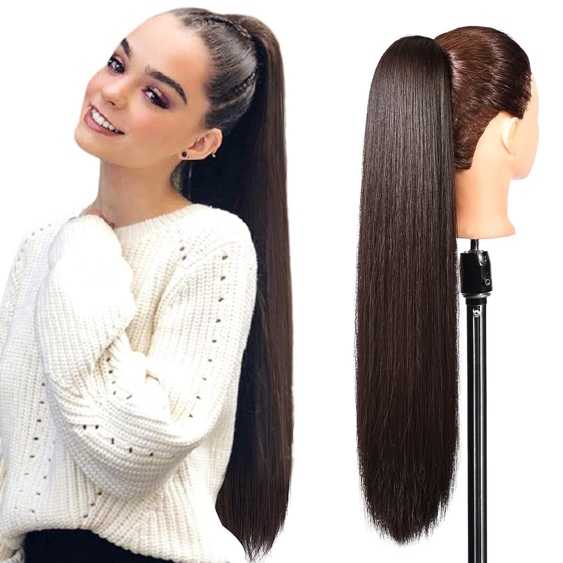 Black ponytail piece, 28 Inch