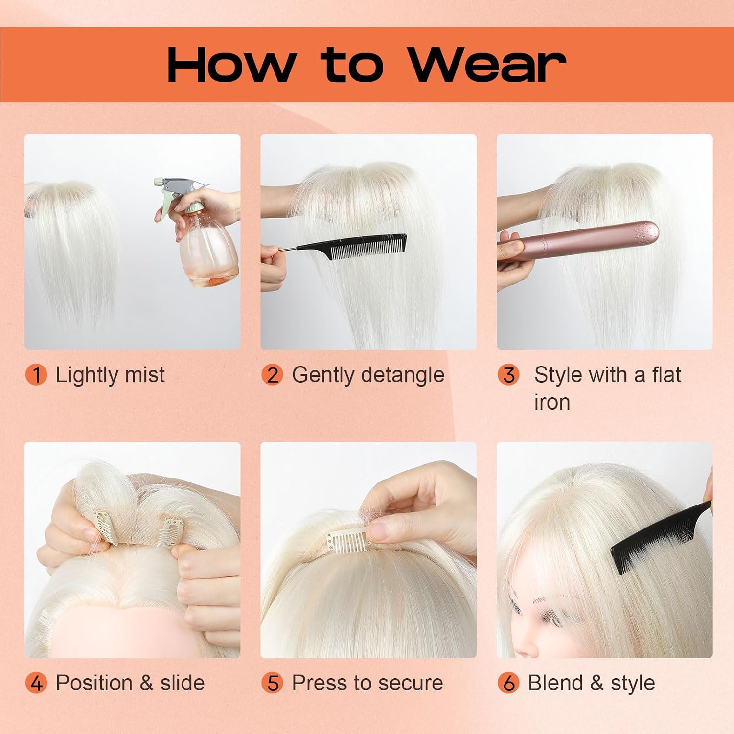 SEIKEA 10-inch hair topper with wispy bangs - detail view 7