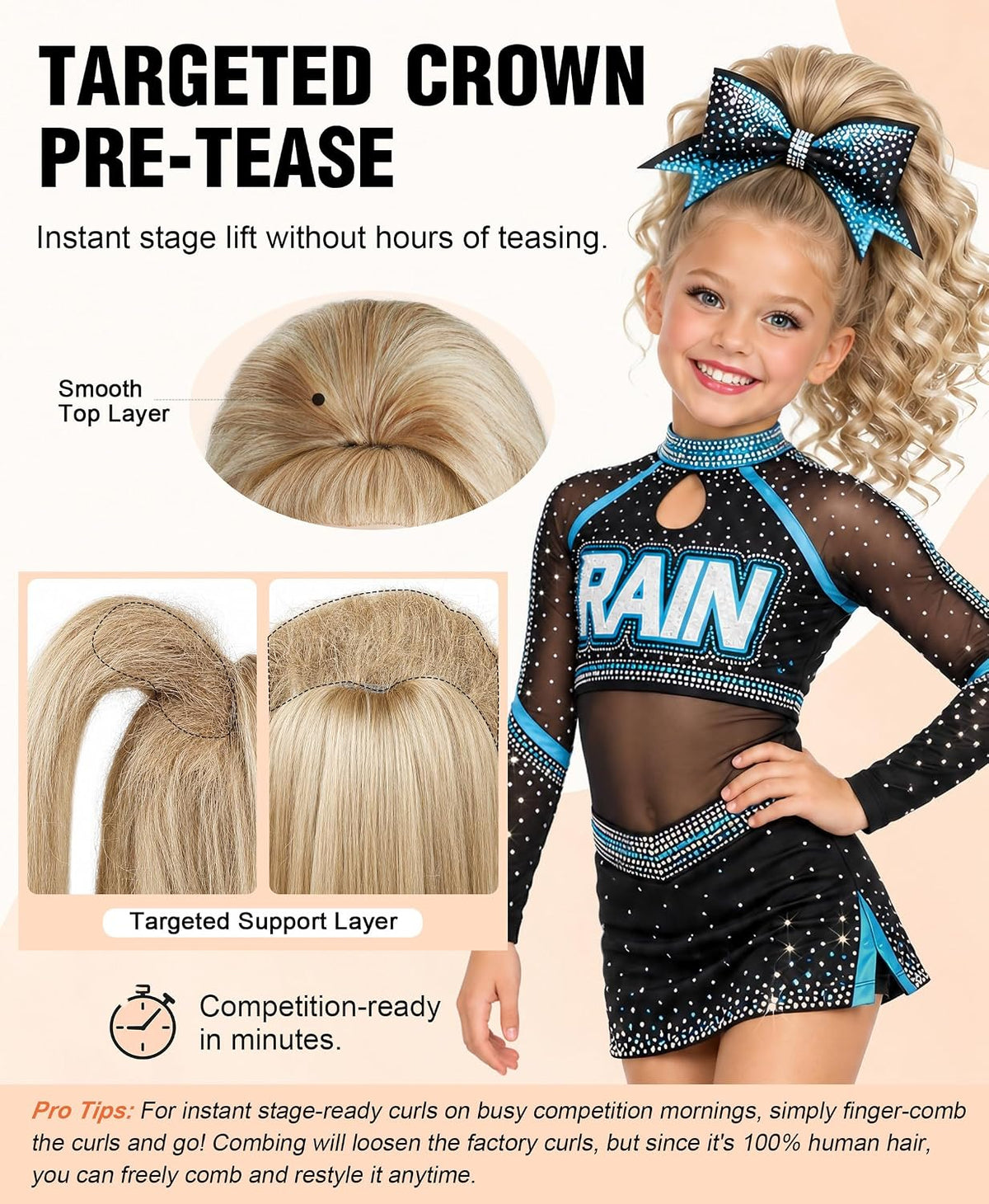 SEIKEA 12-inch curly human hair cheer ponytail - Blonde with Highlights - gallery view 2