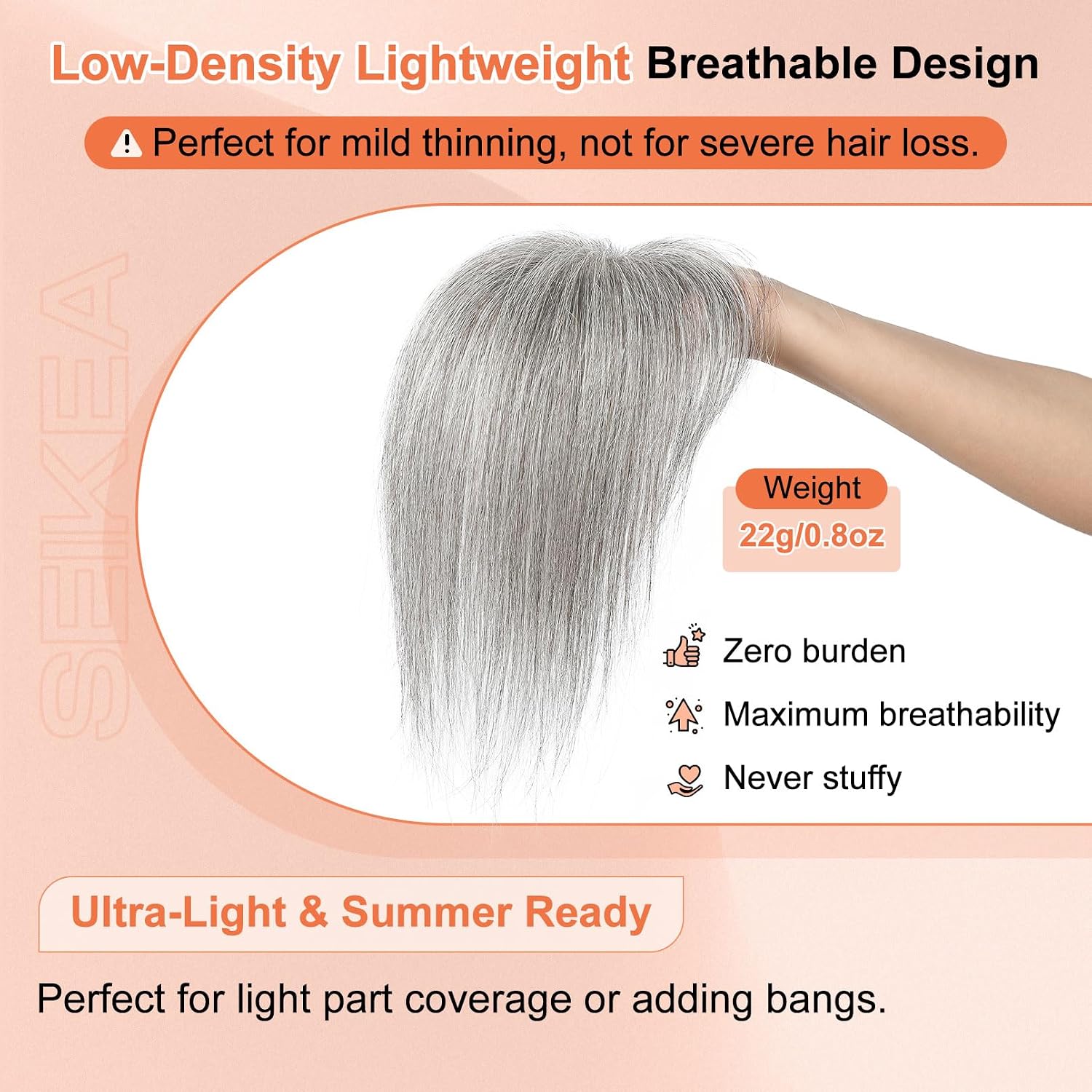 SEIKEA 10-inch hair topper with wispy bangs - detail view 4