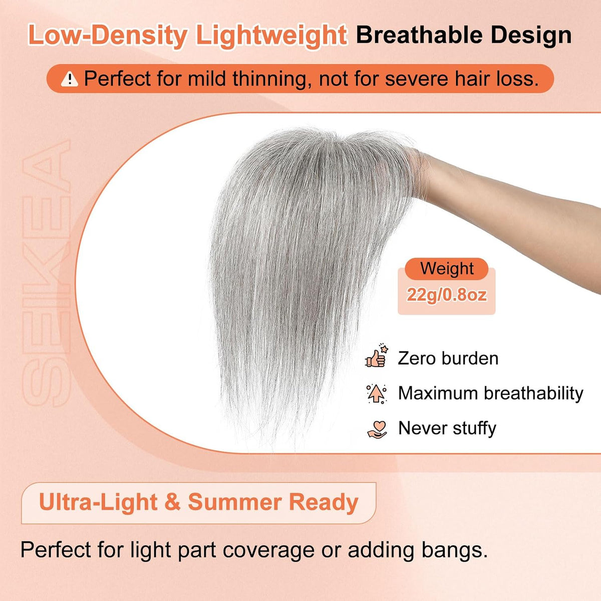 SEIKEA 10-inch hair topper with wispy bangs - detail view 4