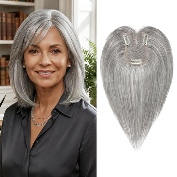 SEIKEA 10-inch real human hair topper with wispy bangs - main view