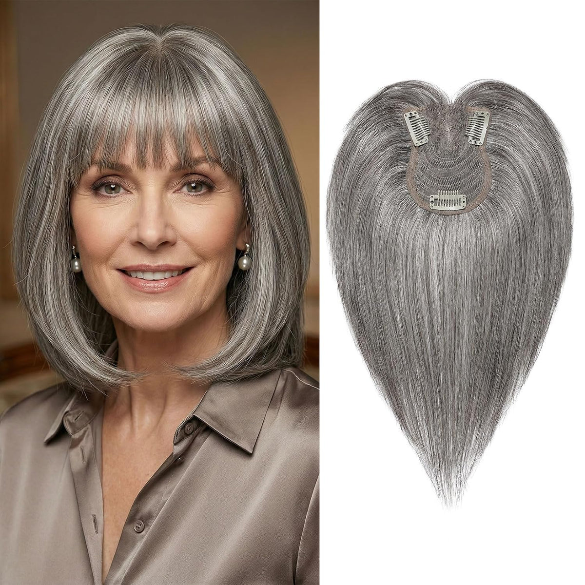 SEIKEA 10-inch hair topper with wispy bangs - detail view 11