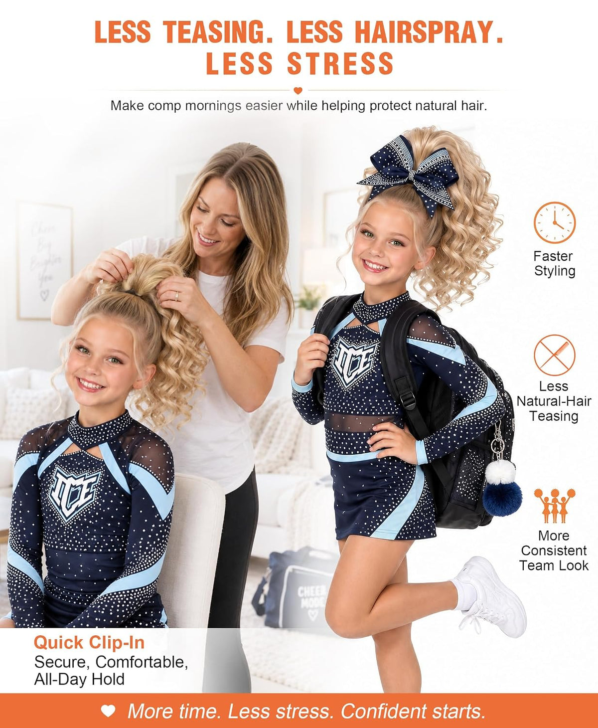 SEIKEA 12-inch curly human hair cheer ponytail - Blonde with Highlights - gallery view 1