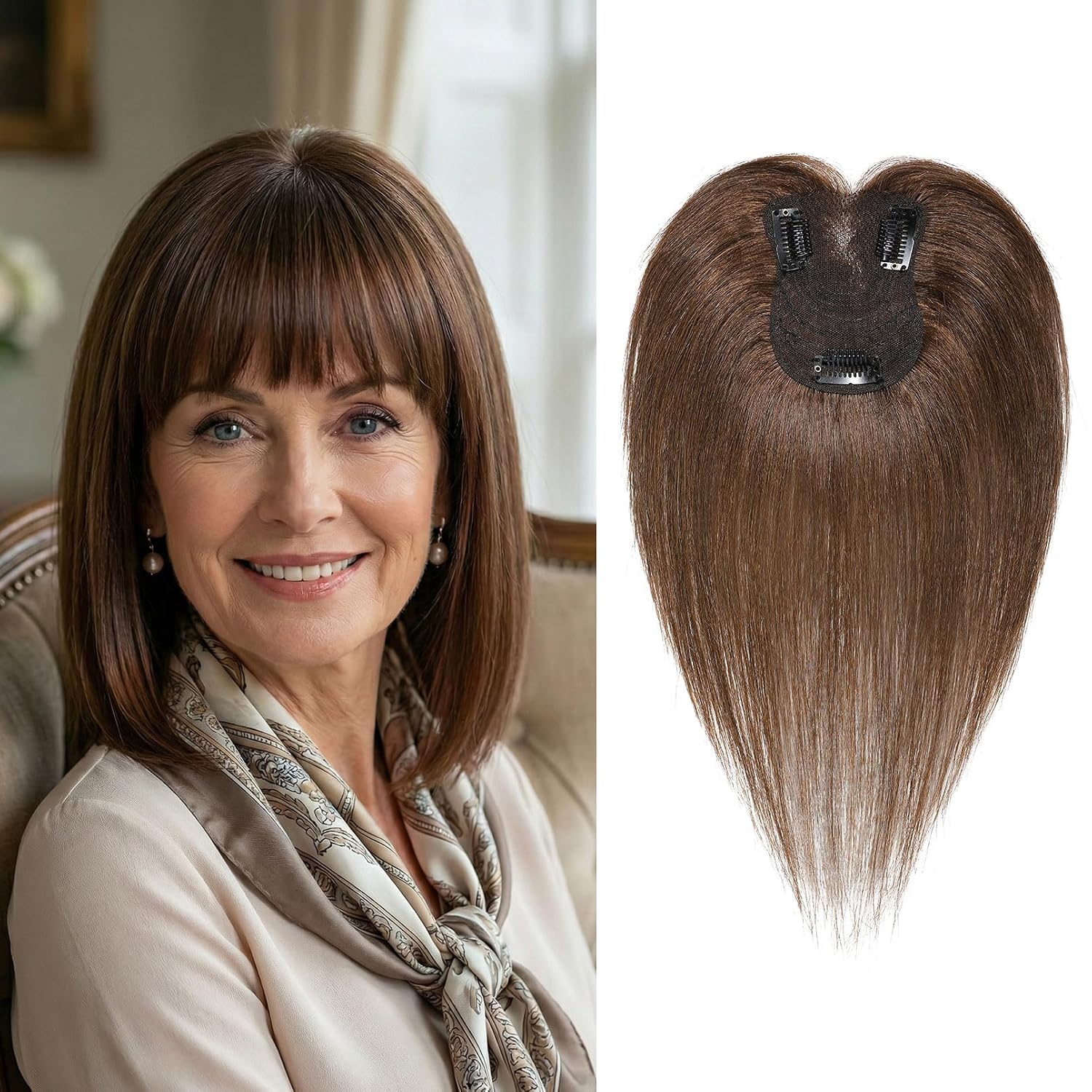 SEIKEA 10-inch hair topper with wispy bangs - detail view 10