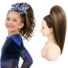 SEIKEA 16-inch human-hair straight cheer ponytail — Dark Brown with Golden Blonde Highlights