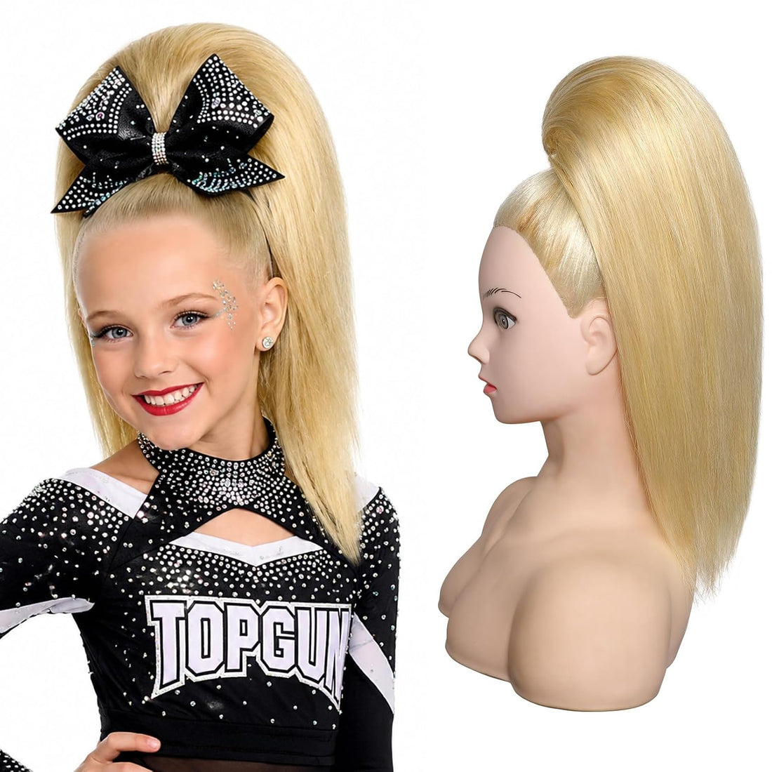 SEIKEA 16-inch human-hair straight cheer ponytail — Bleach Blonde