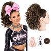 SEIKEA 12-inch human-hair curly cheer ponytail — Dark Brown with Golden Blonde Highlights