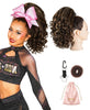 SEIKEA 12-inch human-hair curly cheer ponytail — Rich Brown Base with Bright Blonde Highlights