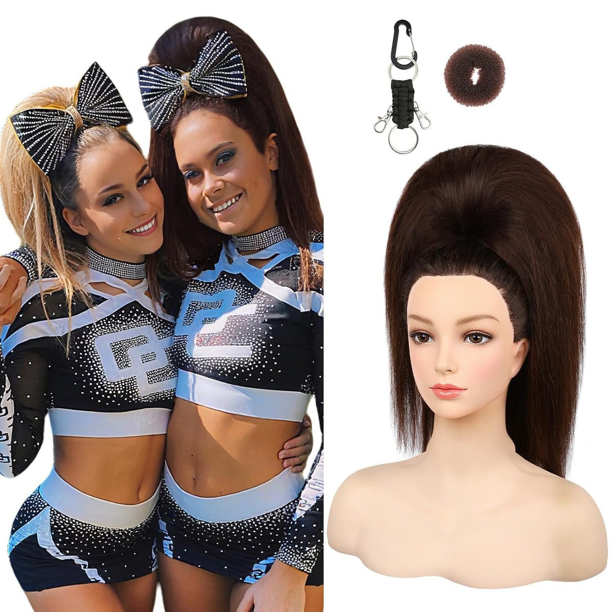 SEIKEA 18-inch super protein fiber straight cheer ponytail — Brown