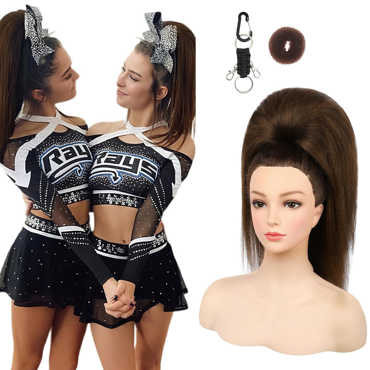 SEIKEA 18-inch super protein fiber straight cheer ponytail — Mocha Melt