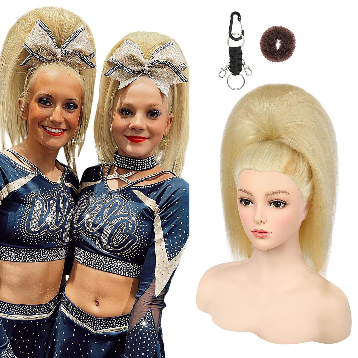 SEIKEA 18-inch super protein fiber straight cheer ponytail — Cream Blonde