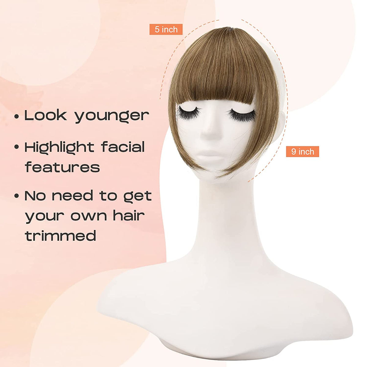 SEIKEA Bangs Hair Clip in Bangs Hair Extensions Thick Natural Neat Bangs Straight Fringe Bang with Temples Fake Hairpiece - Ash Blonde with Golden Blonde