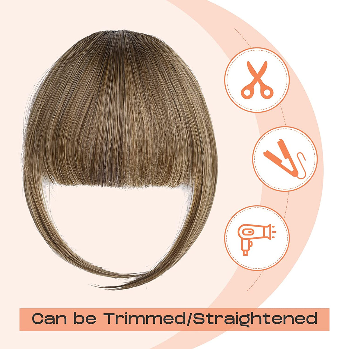 SEIKEA Bangs Hair Clip in Bangs Hair Extensions Thick Natural Neat Bangs Straight Fringe Bang with Temples Fake Hairpiece - Ash Blonde with Golden Blonde
