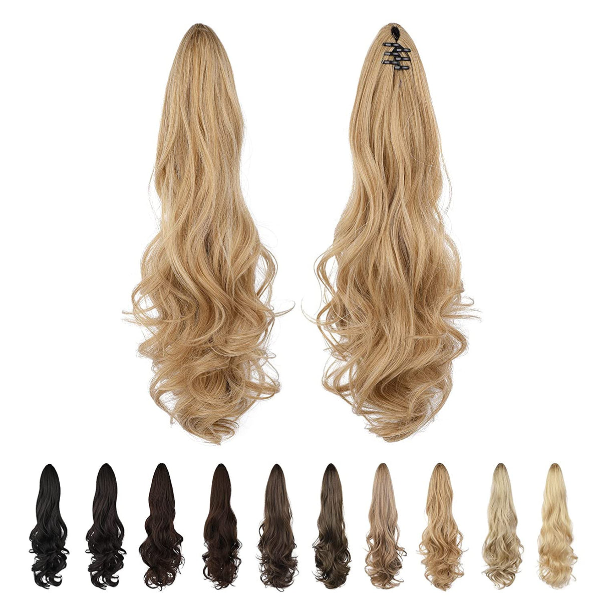 SEIKEA Ponytail Extension Claw Long Curly Wavy Pony Tail Natural Soft Clip in Hair Extension Synthetic Hairpiece for Women