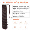 SEIKEA Ponytail Extension Long Wavy Curly Wrap Around Pony Tail Natural Soft Secure Synthetic Hairpiece Clip in Hair Extensions for Women Daily Wear 30 Inch 135 Gram Dark Red Brown