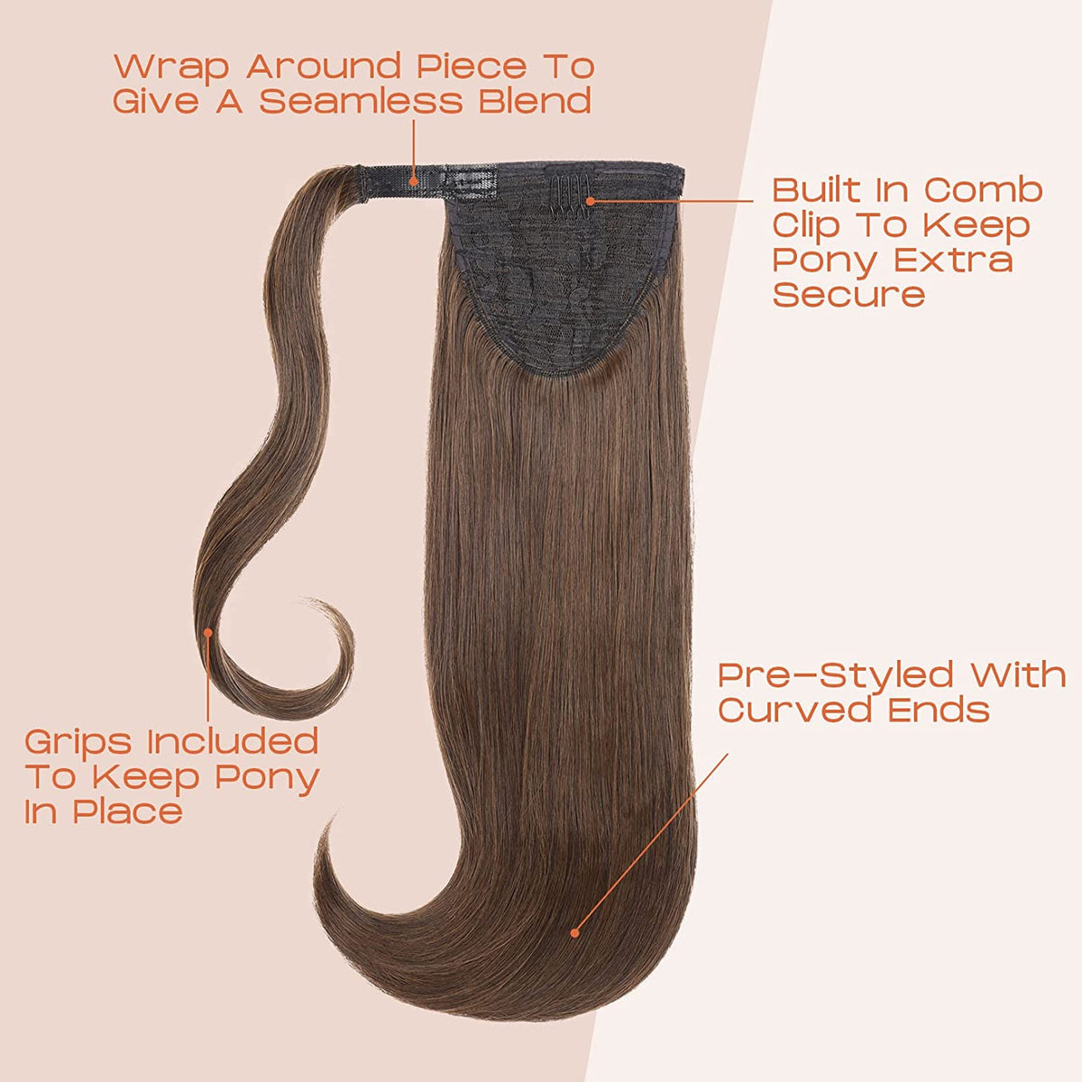SEIKEA 20" Clip in Ponytail Extensions Wrap Around for Women