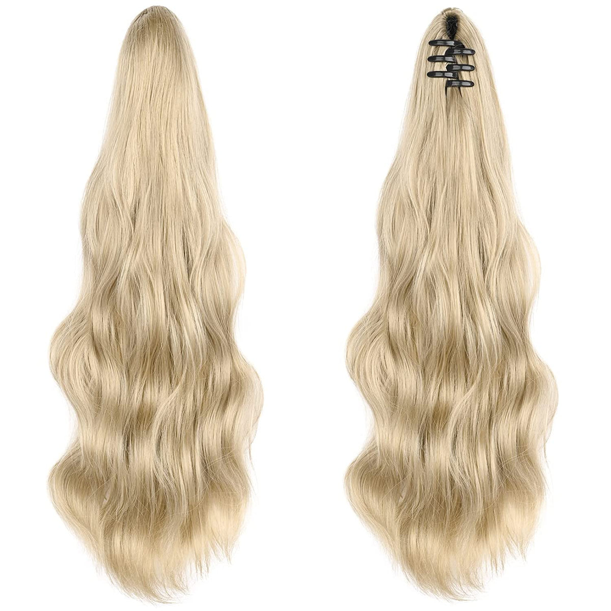 SEIKEA Ponytail Extension Claw Clip 16" 24" Long Wavy Curly Hair Extension Jaw Clip Ponytail Hairpiece Synthetic Pony Tail