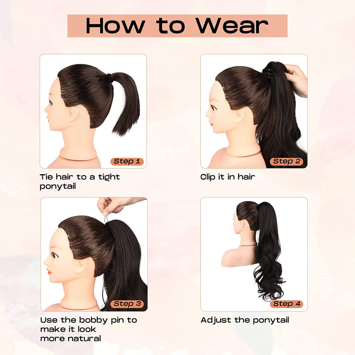 SEIKEA Ponytail Extension Claw Long Curly Wavy Pony Tail Natural Soft Clip in Hair Extension Synthetic Hairpiece for Women