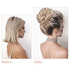 SEIKEA Messy Bun Hair Piece Tousled Thick Updo Hair Scrunchies Hair Extensions Curly Wavy Ponytail Hairpieces with Elastic Rubber Band Hair Accessories 2PCS - Golden Brown with Blonde Highlights