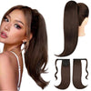 SEIKEA 20" Ponytail Extensions Clip in Wrap Around for Women 90's Styles Retro Flipped Pony Tail Straight Synthetic Hairpiece Clip on Hair Extension Color Dark Chocolate Brown