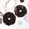 SEIKEA 2PCS Messy Bun Hair Piece Tousled Updo Hair Extension With Elastic Rubber Band Hairpiece Synthetic Hair Scrunchies Hair Piece for Women Girls Color Medium Brown with Golden Brown Highlights