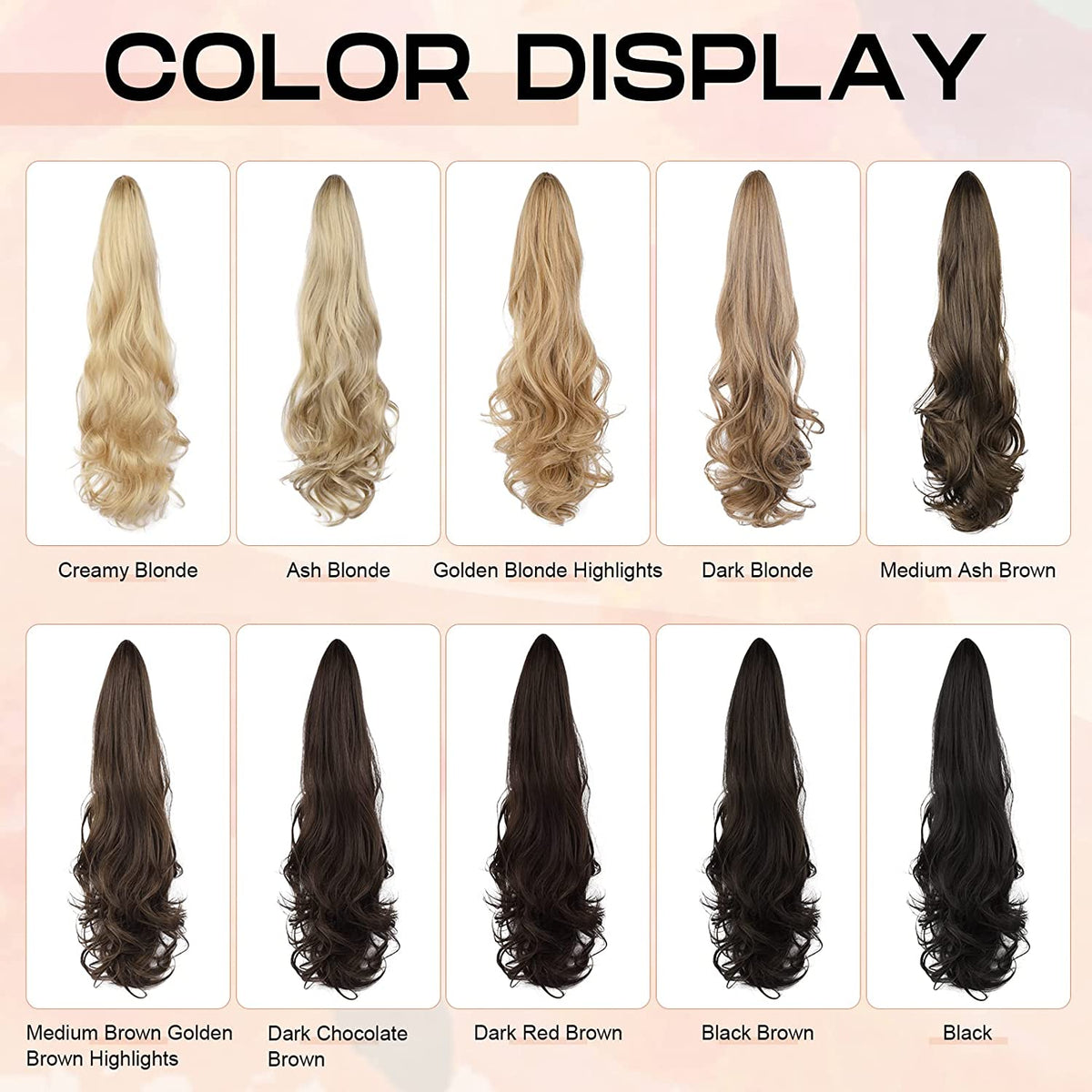 SEIKEA Ponytail Extension Claw Long Curly Wavy Pony Tail Natural Soft Clip in Hair Extension Synthetic Hairpiece for Women