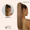 SEIKEA Ponytail Extensions Highlight Straight Pony Tail Additional Sides 3 Clips in Ponytail Hair Extensions Wrap Synthetic Hairpiece 24 Inch 140G (Deep Brown with Blonde Highlights)