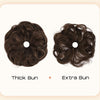 SEIKEA 2PCS Messy Bun Hair Piece Tousled Updo Hair Extension With Elastic Rubber Band Hairpiece Synthetic Hair Scrunchies Hair Piece for Women Girls Color Medium Brown with Golden Brown Highlights