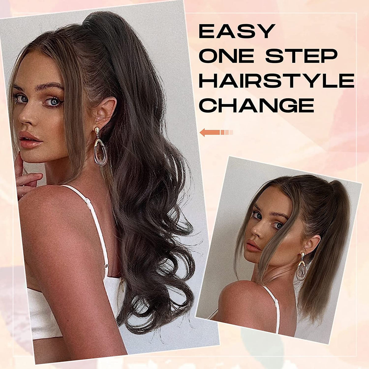 SEIKEA Ponytail Extension Claw Long Curly Wavy Pony Tail Natural Soft Clip in Hair Extension Synthetic Hairpiece for Women