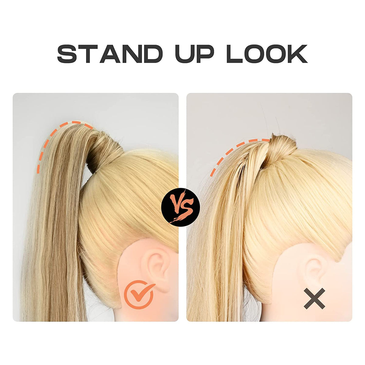 SEIKEA Ponytail Extensions Highlight Straight Pony Tail Additional Sides 3 Clips in Ponytail Hair Extensions Wrap Synthetic Hairpiece 24 Inch 140G (Deep Brown with Blonde Highlights)