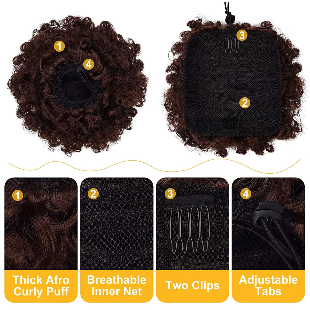 SEIKEA Afro Puff Kinky Curly Drawstring Ponytail 8 Inch