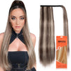 SEIKEA Ponytail Extensions Highlight Straight Pony Tail Additional Sides 3 Clips in Ponytail Hair Extensions Wrap Synthetic Hairpiece 24 Inch 140G (Deep Brown with Blonde Highlights)
