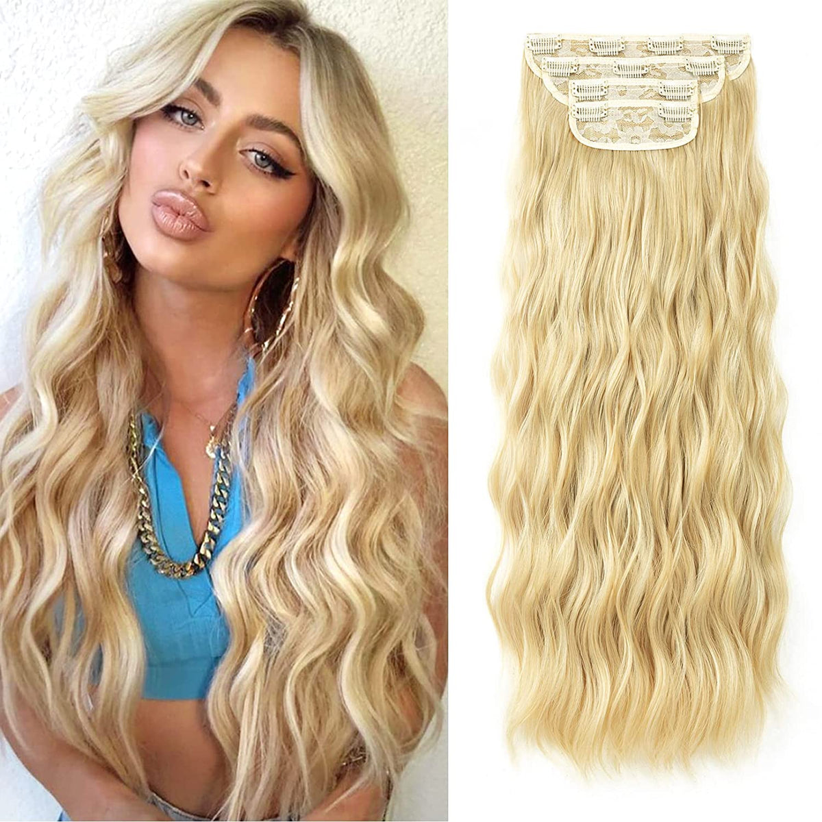 SEIKEA 24" 4PCS Set Clip in Hair Extensions