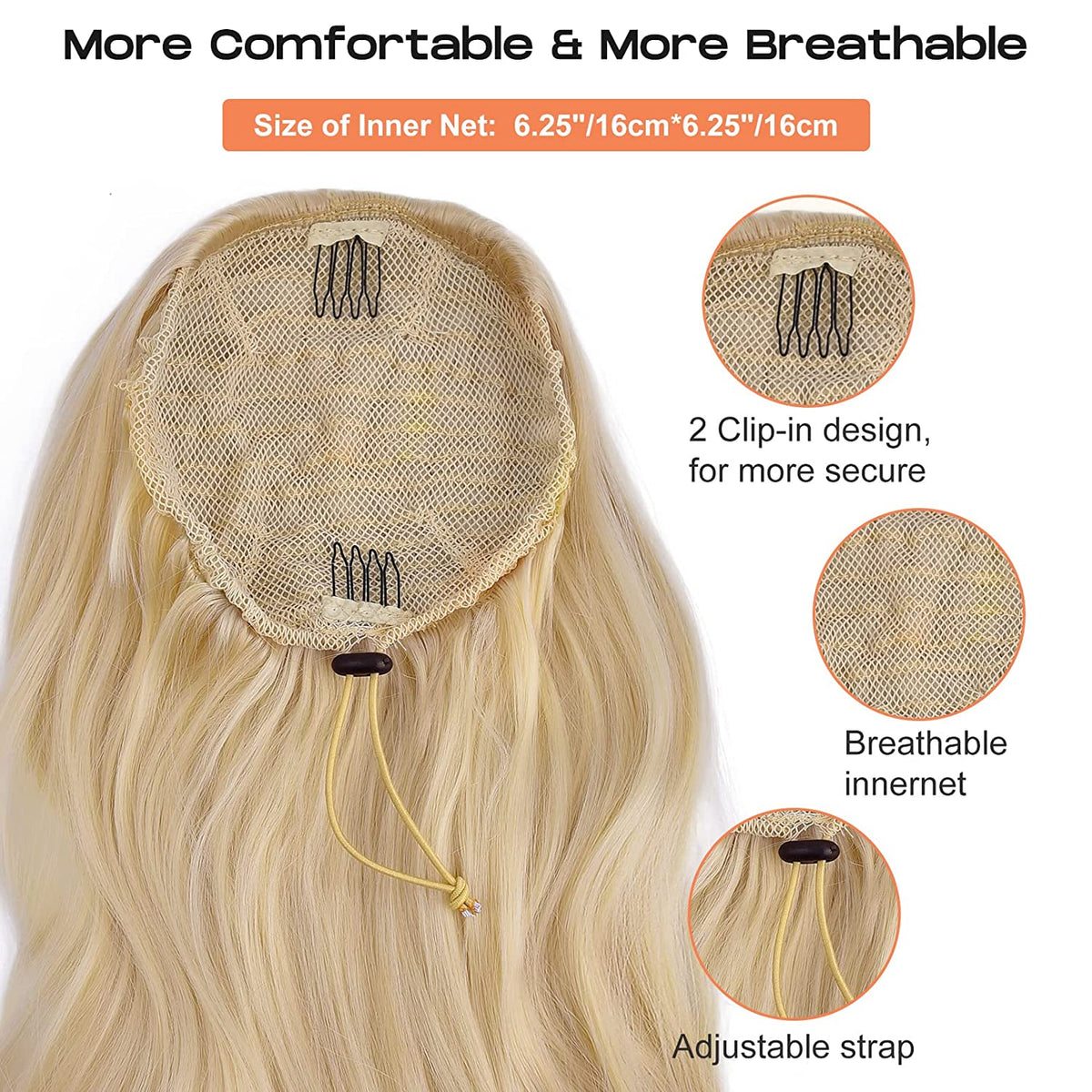 SEIKEA 24" Ponytail Extension Drawstring Long Wavy Pony Tail for Black Women
